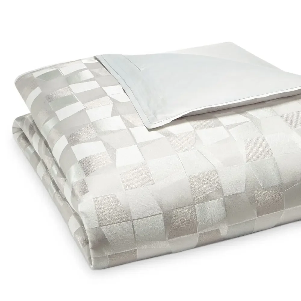 Hudson Park Light Gray Collection Facets Luxury Bedding Duvet Cover King Size